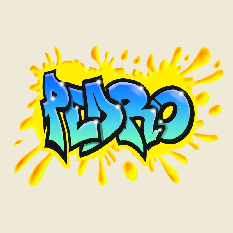 PEDRO Graffiti splash jaune prenom imprimable