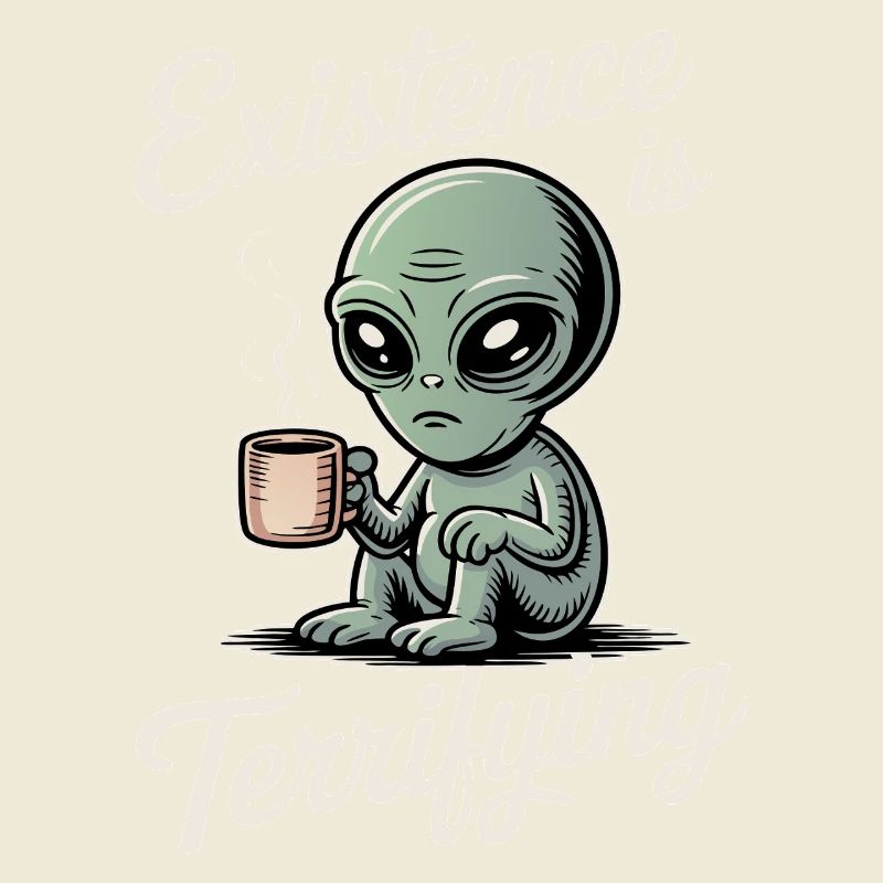 Die Existenz ist erschreckend lustig Alien UFO Kaffee