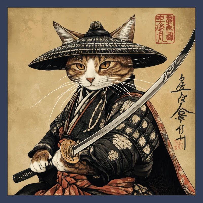 Katze Samurai Japan Ukiyo-E