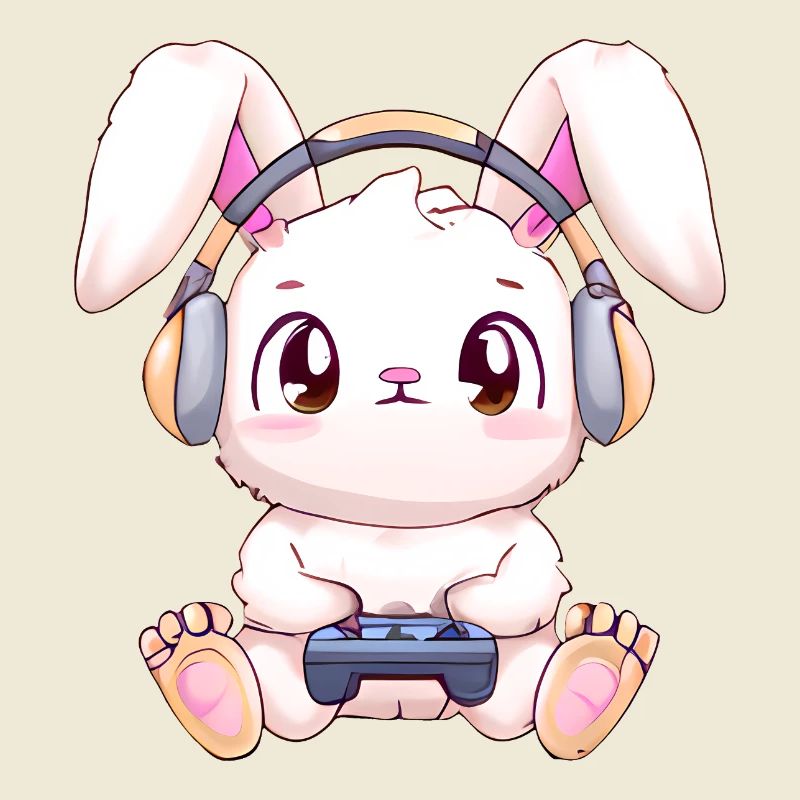 00271 Hase mit Kopfhörer und Controller