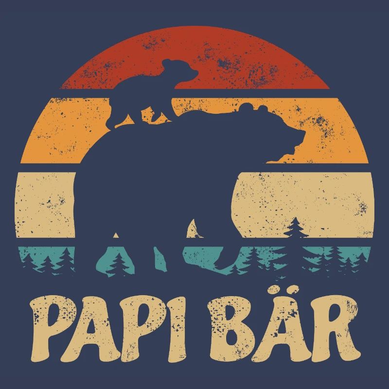 Papi Bär mit Kind - Vatertag - Vintage Geschenk
