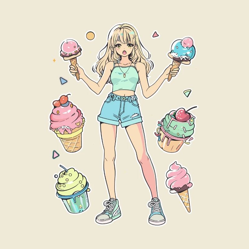 Fille de crème glacée