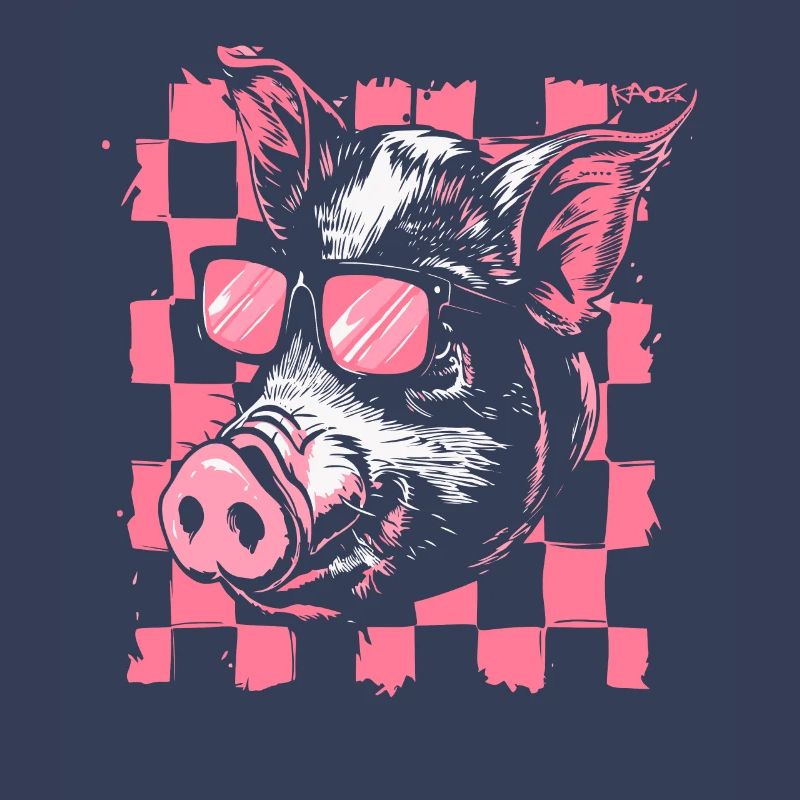 Cochon de drapeau à damier cool