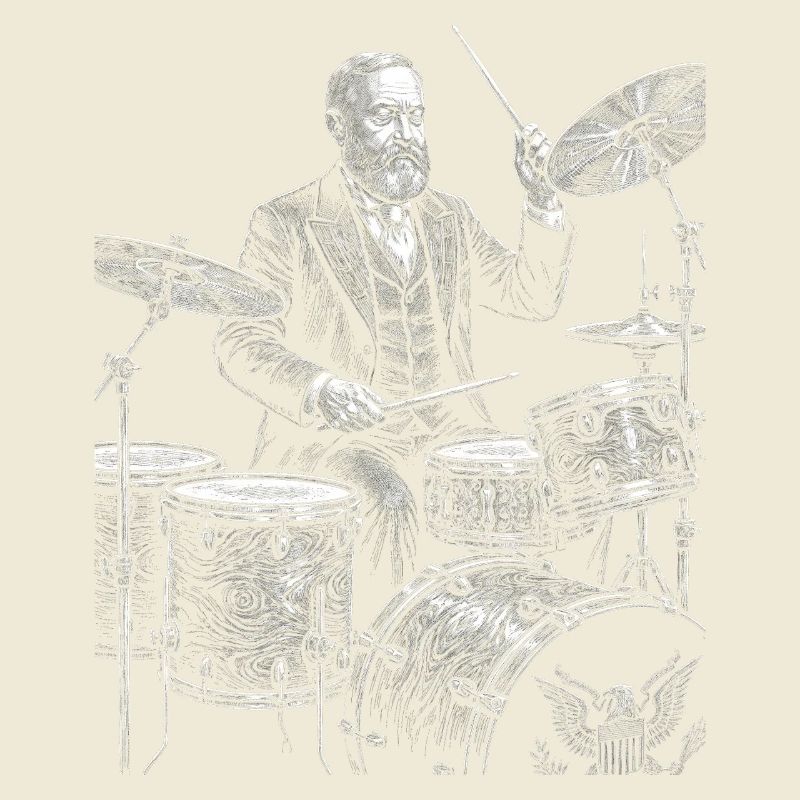 Benjamin Harrison plays drums
