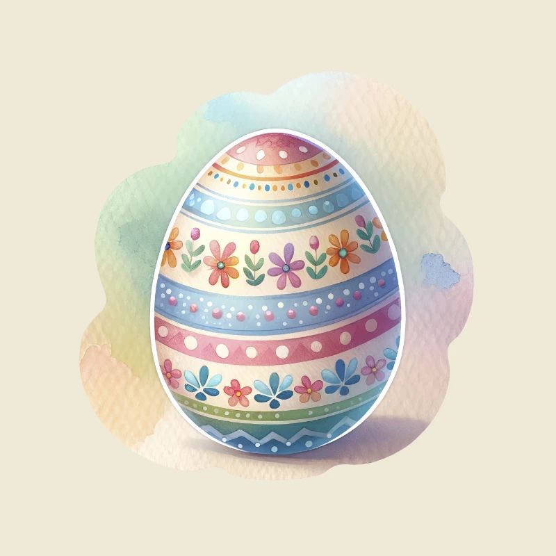 Minimalist Watercolor Painted Style Easter Egg