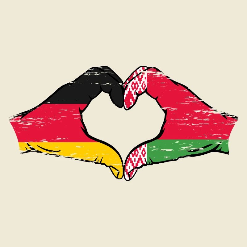 Germany Belarus Flag Hands Heart Shape Used