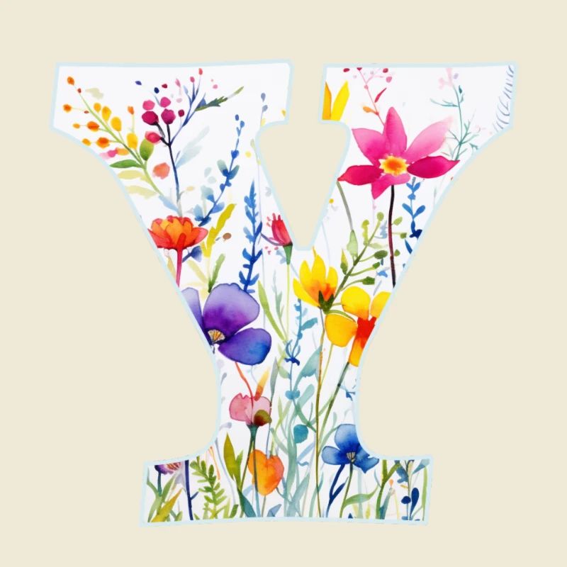 Buchstabe Y, Monogramm, Blumenmuster