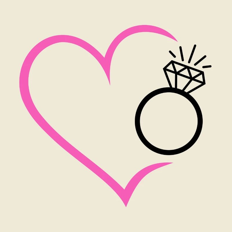 Heart with diamond ring, wedding ring, wedding ring, bride