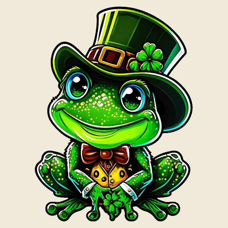 Grenouille joyeuse avec chapeau haut de forme de la Saint-Patrick