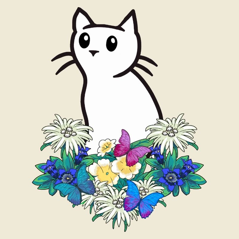 Chat Chats Fleurs Montagnes