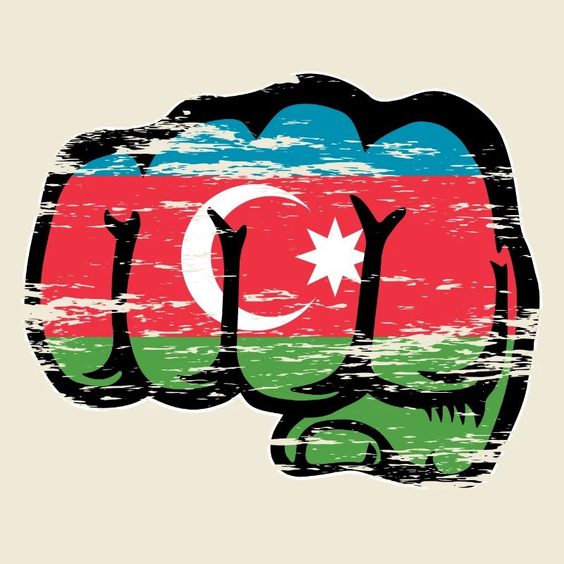 Drapeau de l’Azerbaïdjan poing à la main utilisé