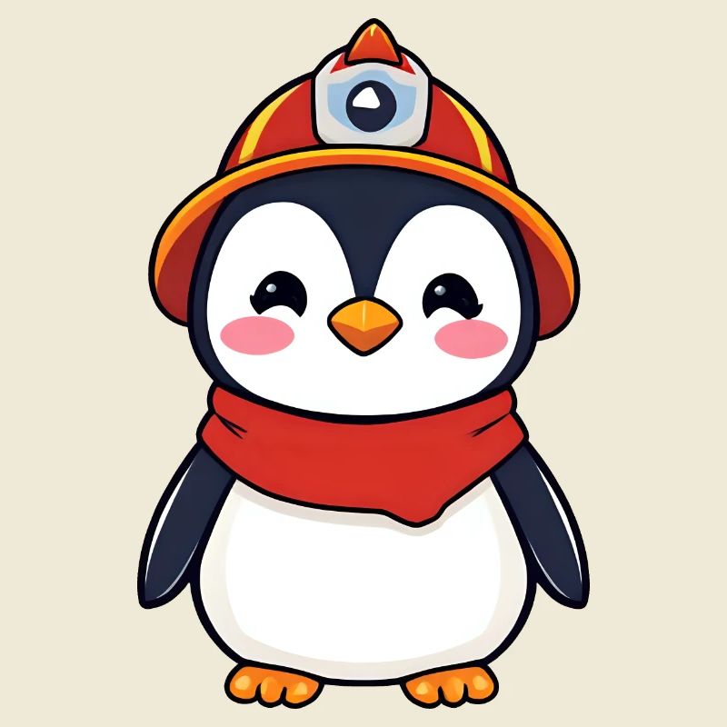 Held Pinguin Feuerwehrmann