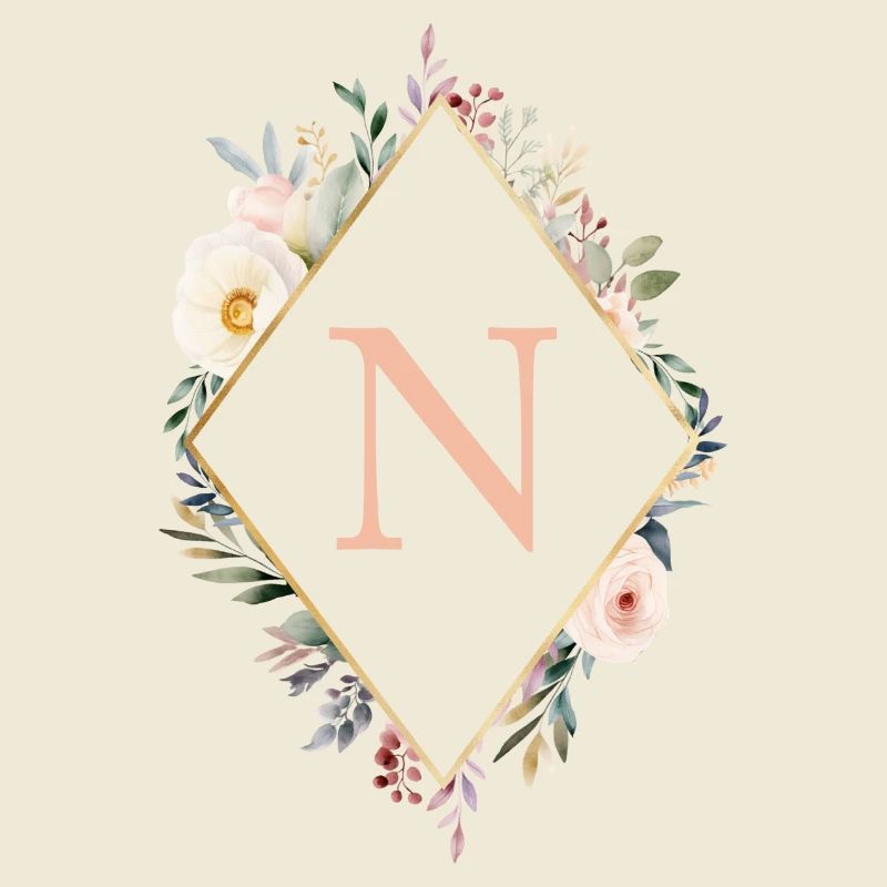 N Monogram, Floral, Boho