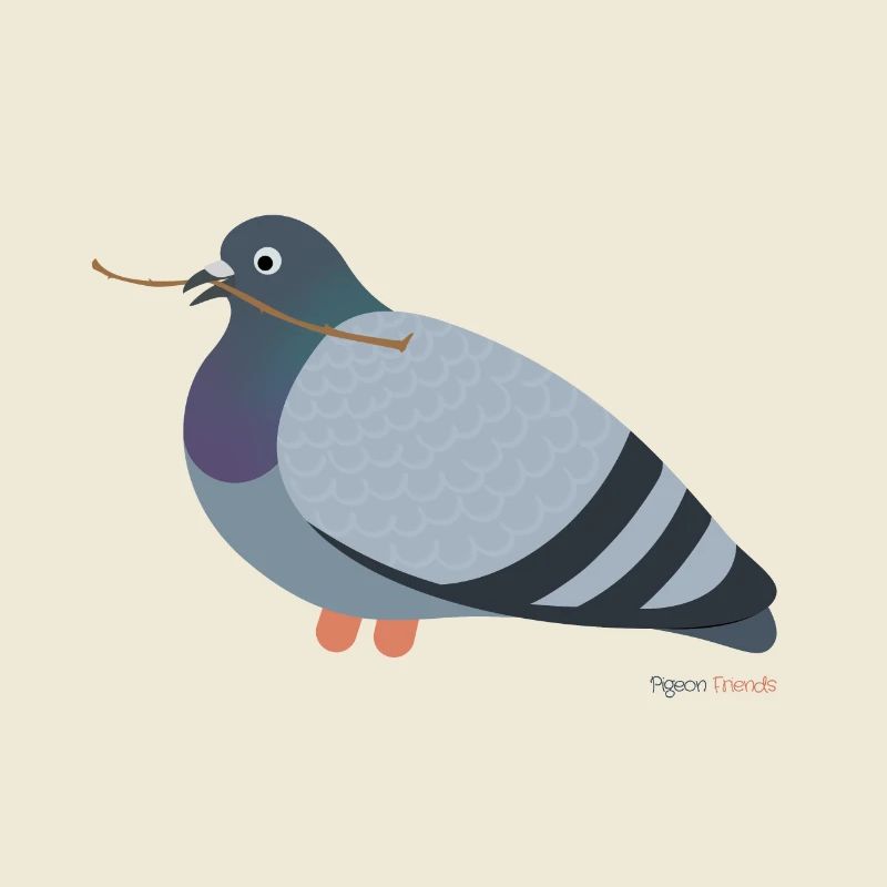 Pigeon avec une branche dans le bec