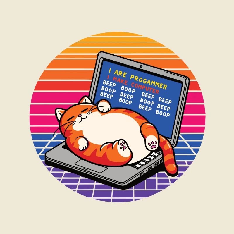 I are programmer, fat sleeping cat
