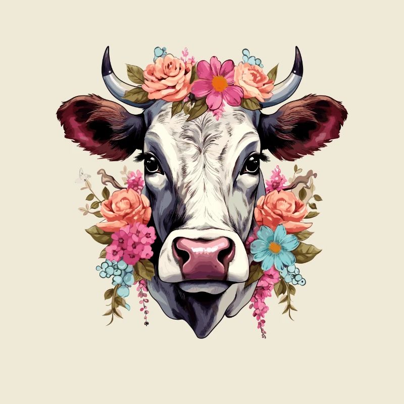 Vache avec des fleurs