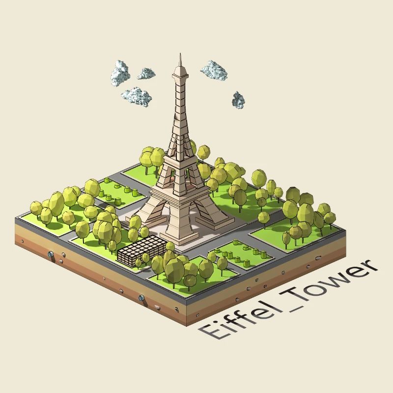 Geometric low poly Eiffel Tower
