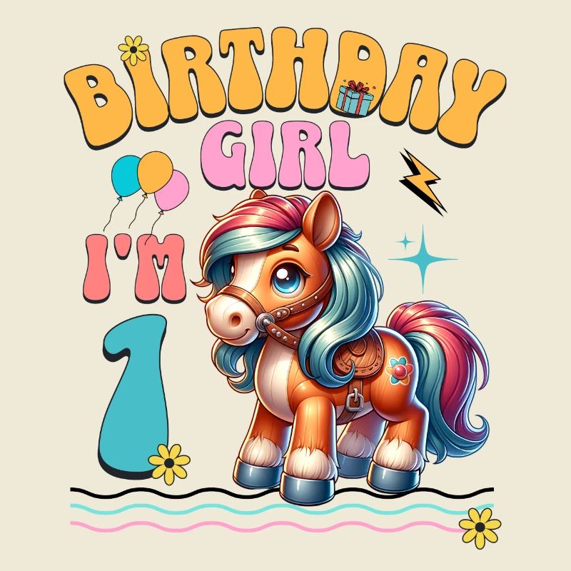 1. Geburtstag Mädchen Pferd Reiten