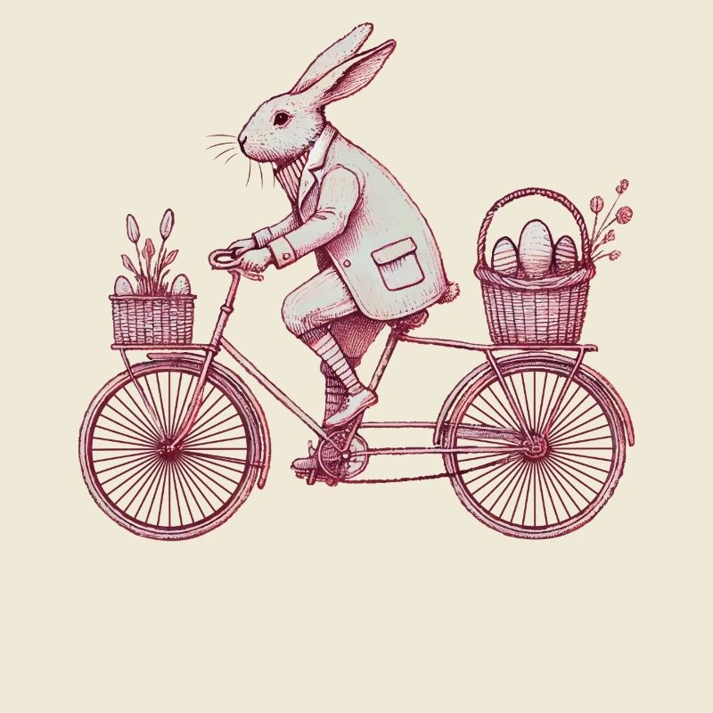 Easter Bunny Bicycle Retro Style