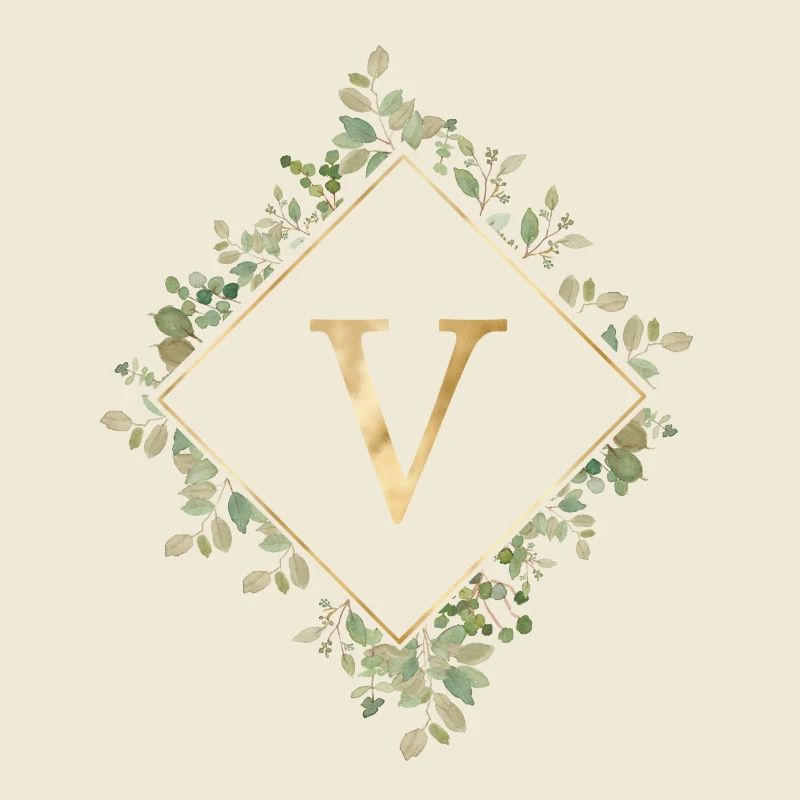 V Monogram Eucalyptus Wreath
