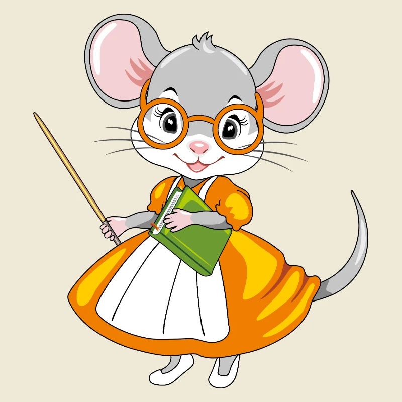 Smart mouse teacher with a pointer and a book