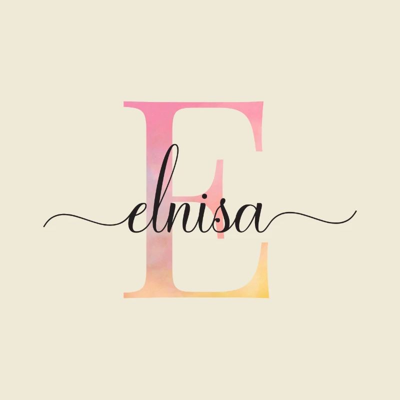 E| Monogramme | Nom | Elnisa |Aquarelle