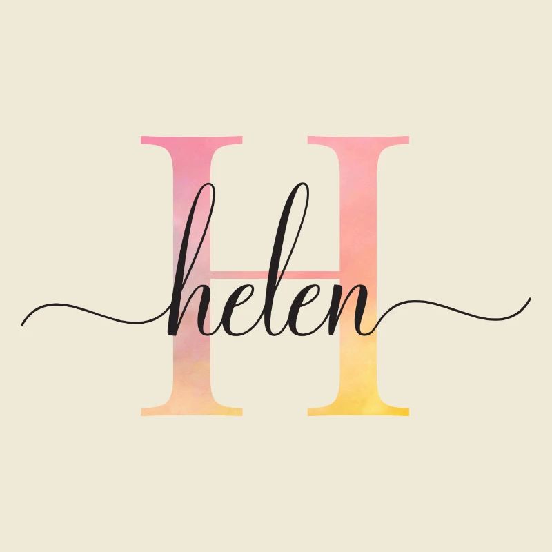 H | Monogramme | Nom | Hélène |Aquarelle