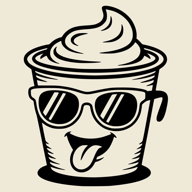 Tasses, crème, yaourt, crème, glace (couleur variable)