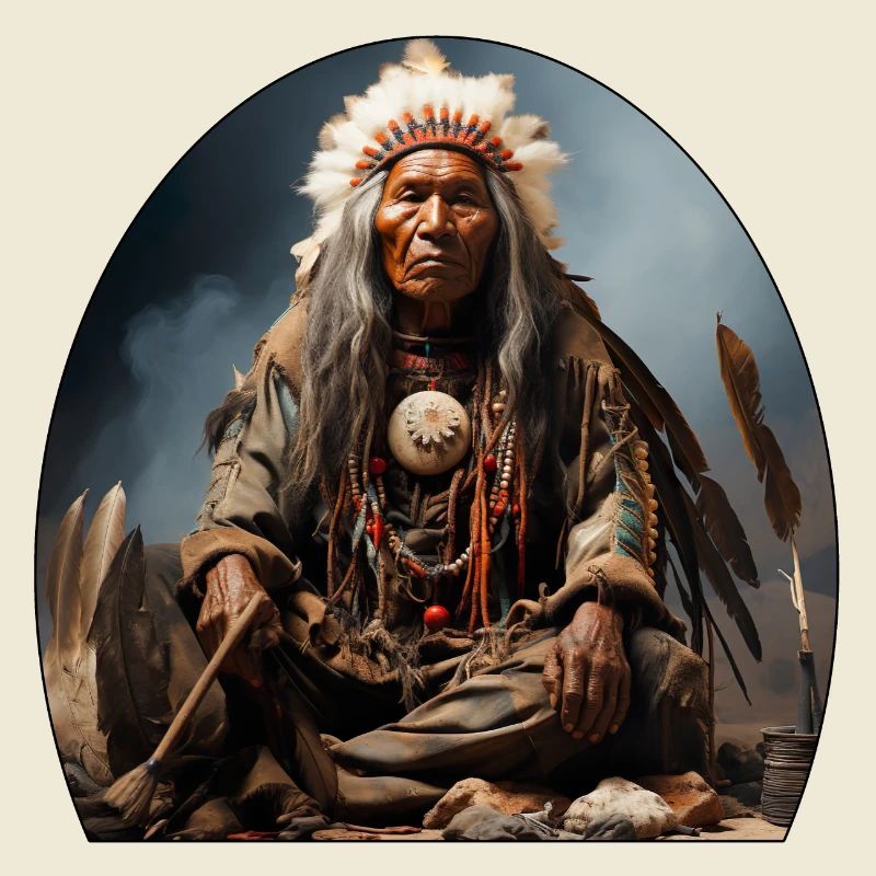 Indian chief with feather headdress