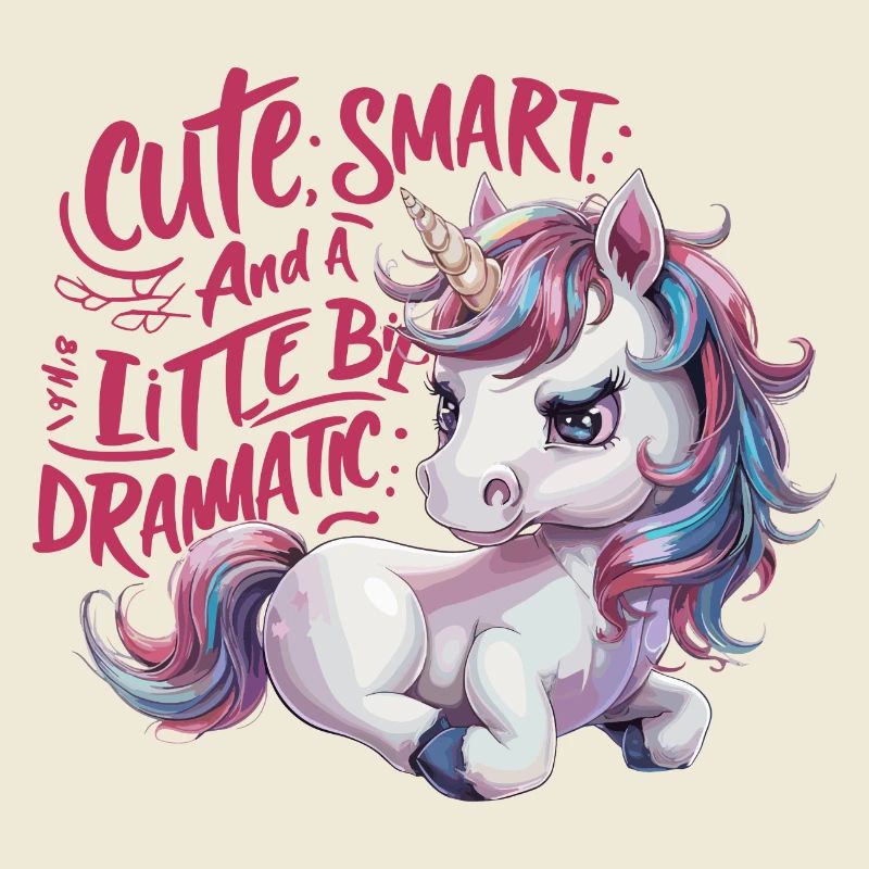 Funny Cute Smart Dramatic Unicorn Einhorn