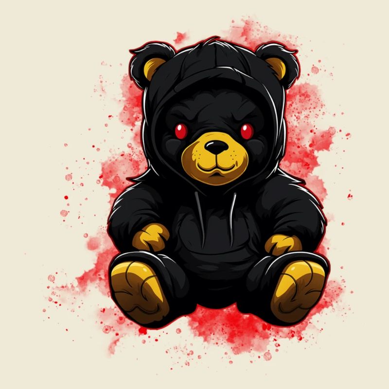 Cooler Horror Teddybär mit Kapuzenpullover Böse