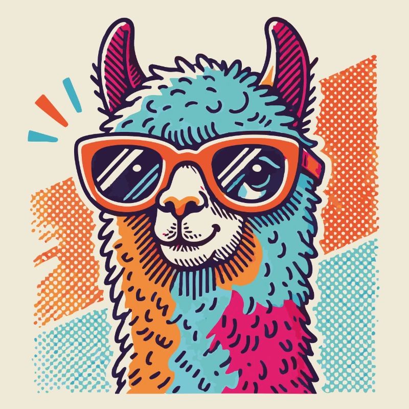 Pop-Art Lama mit Sonnenbrille
