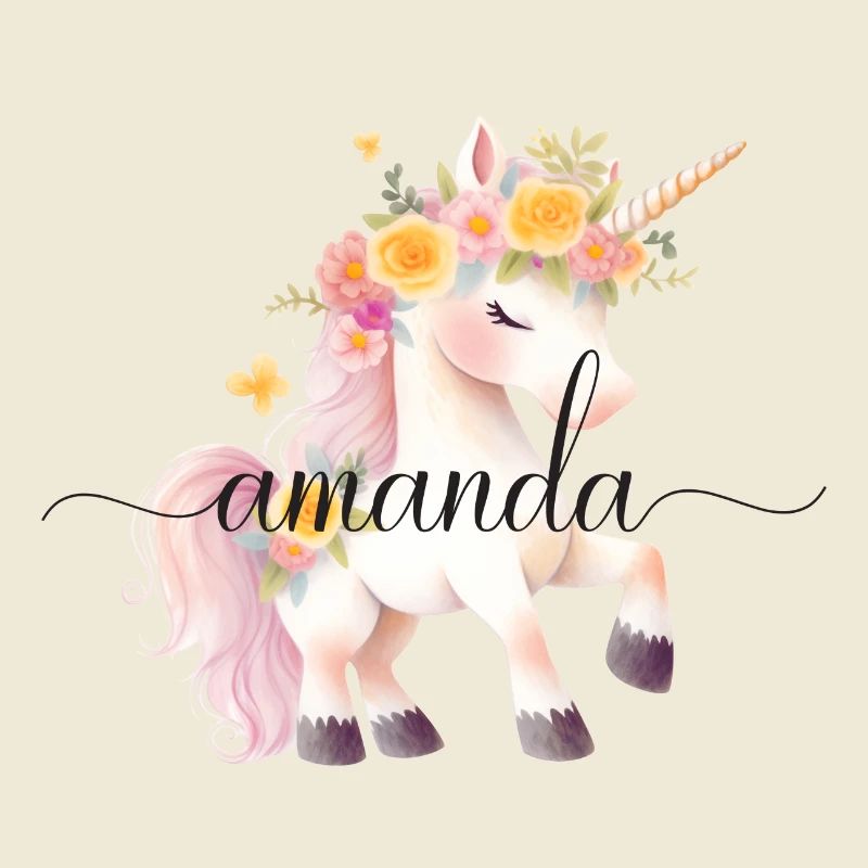 Amanda! Unicorn flower design, customizable