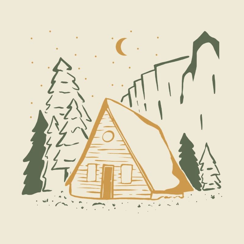 Moonlit Rustic Cabin Night