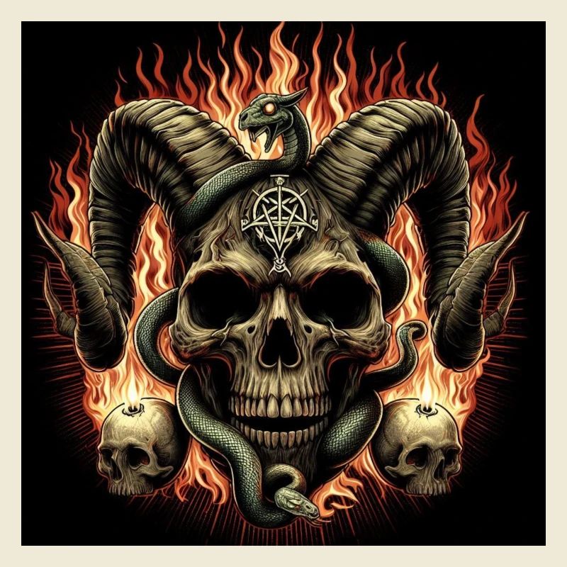 Satanic Skull on Fire