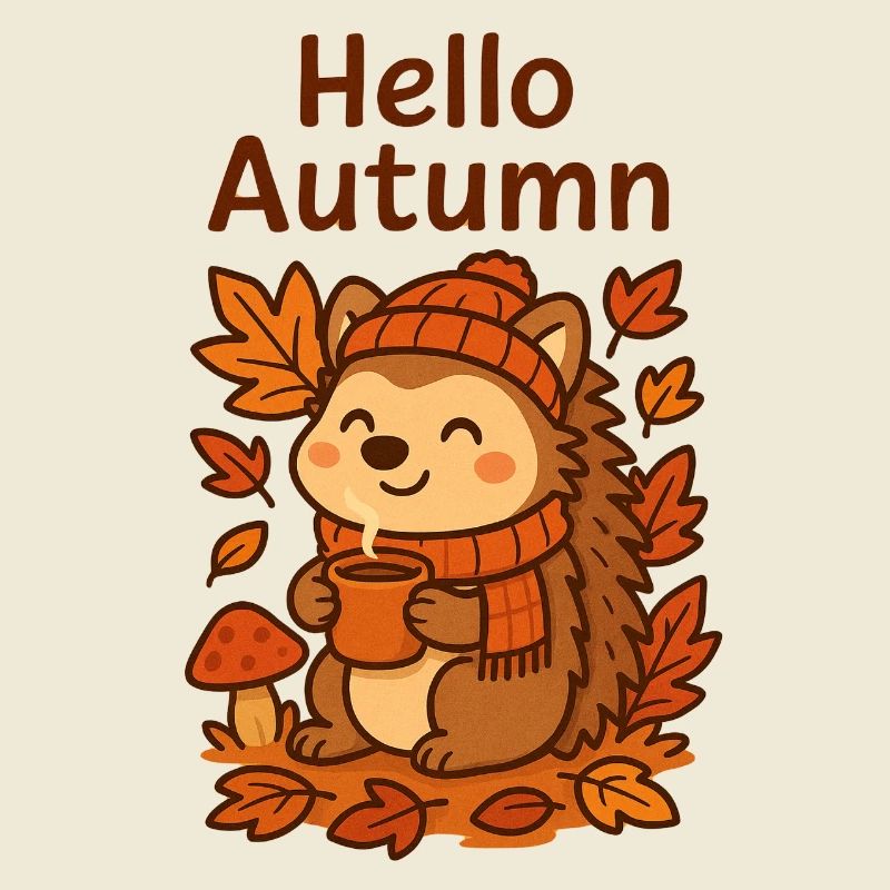 Bonjour hérisson d’automne Sip confortable Igel Herbst