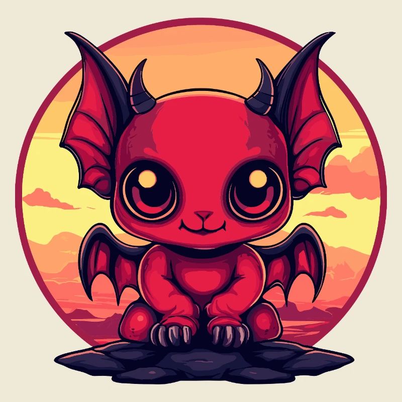 Roter Dämonen-Kobold am Abend