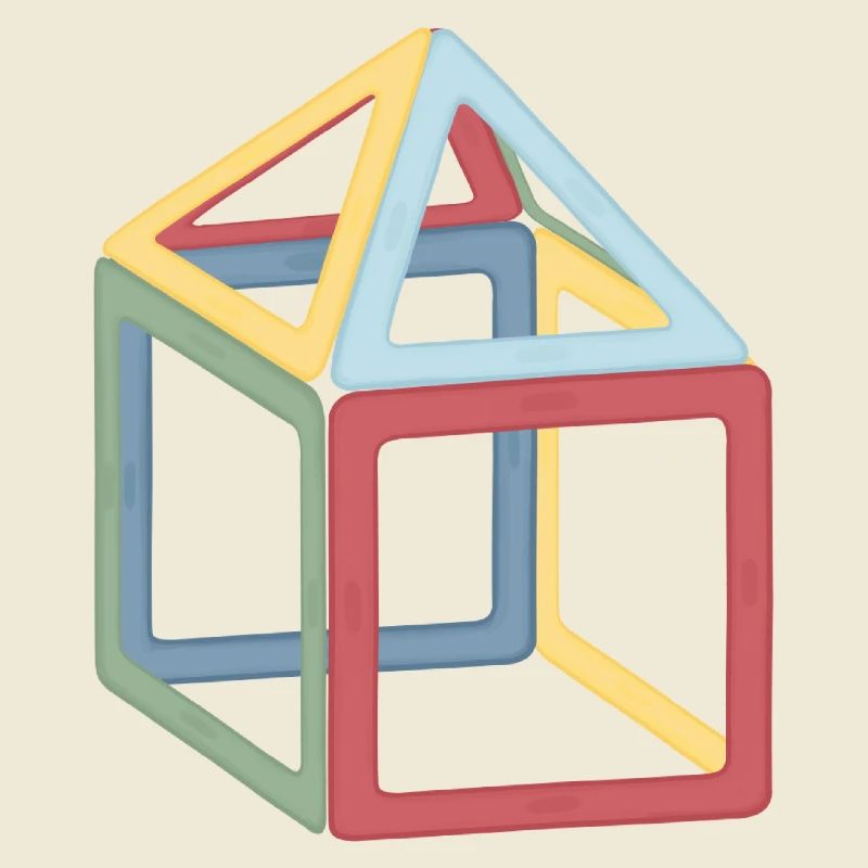 Colorful Cube Block Composition