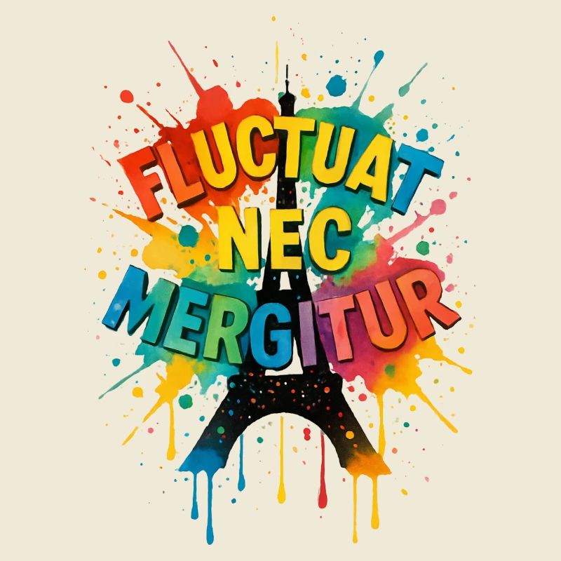 Paris Fluctuat Nec Mergitur Tour Eiffel Colorée