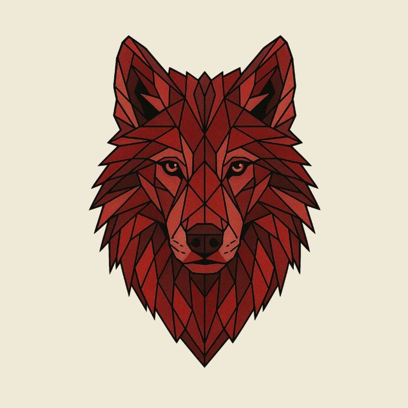 Red Geometric Wolf