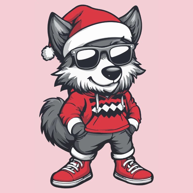 Wolf Weihnachten Comic Cool
