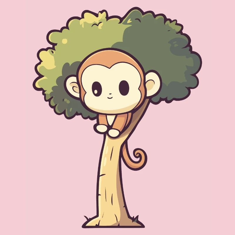 Süßes Äffchen sitz auf einem Baum