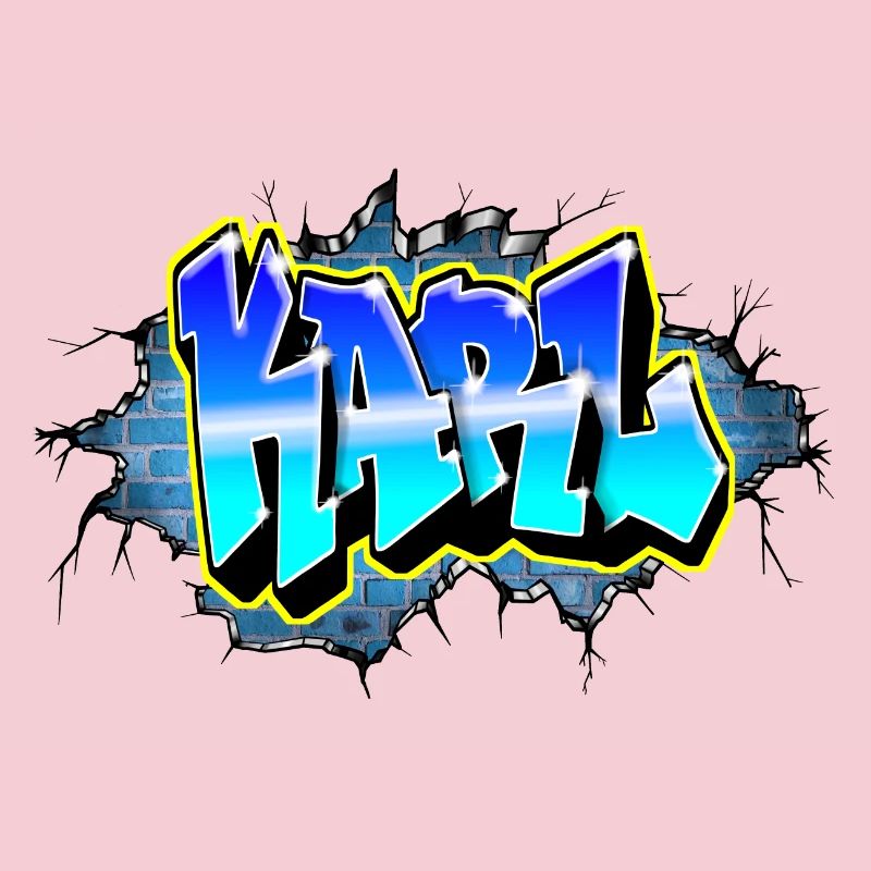 Graffiti KARL Blauer Backsteinriss