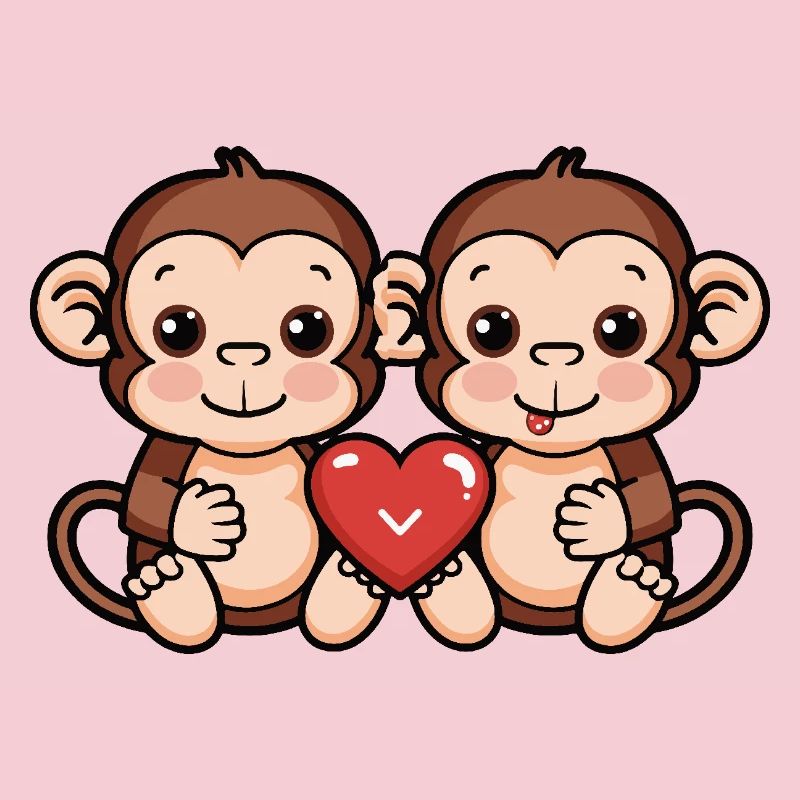 Monkey Couple Valentine's Day