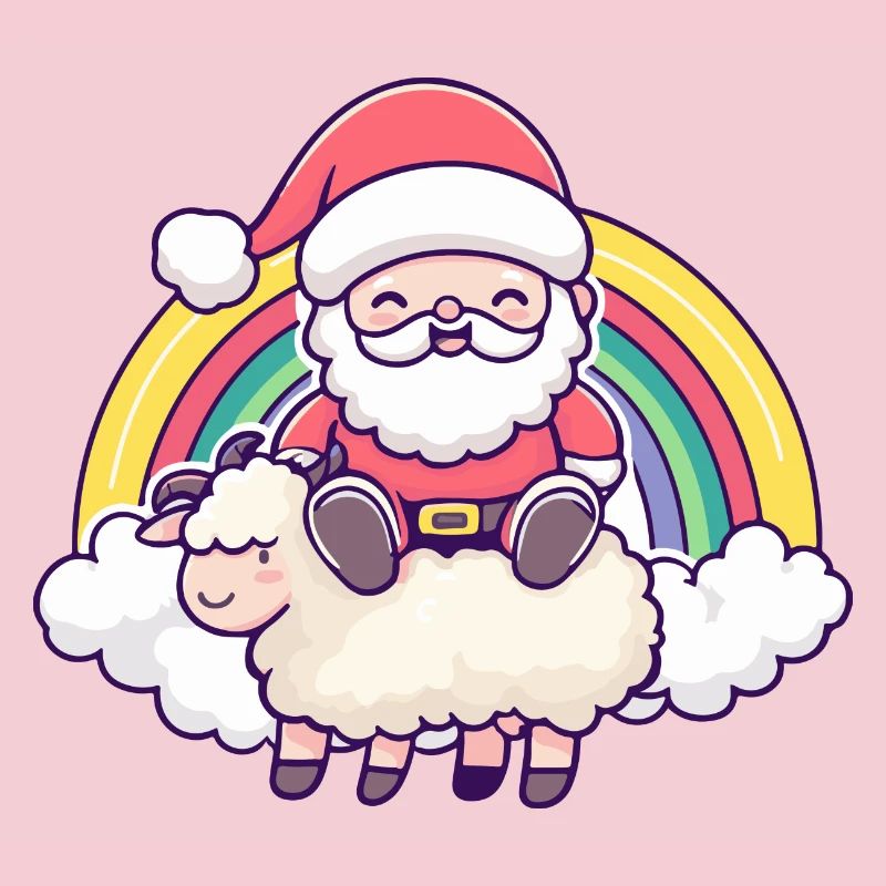 Schaf Weihnachtsmann Regenbogen