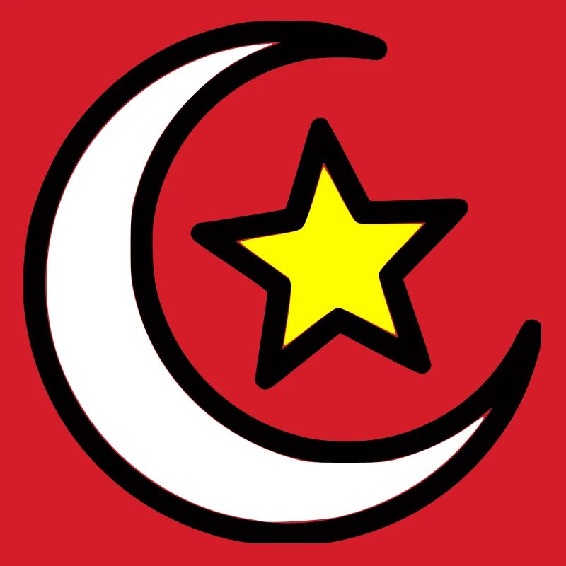 Crescent Moon & Star | Islamic Symbol Line Art