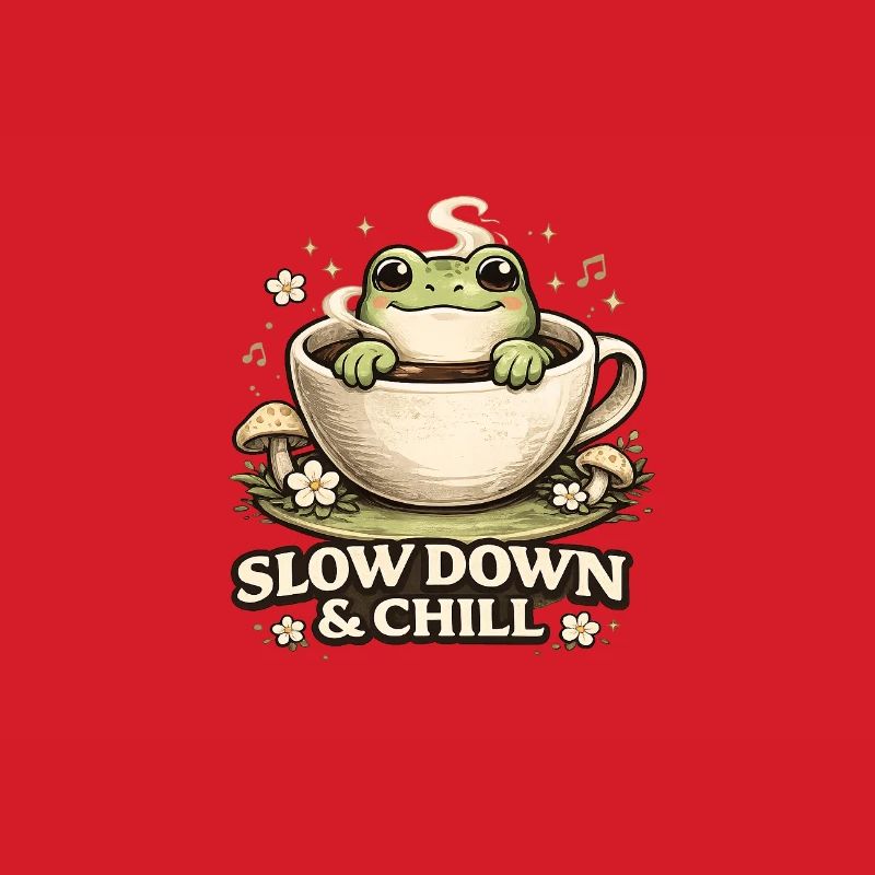 Slow Down & Chill – Cute Frog Coffee Aesthetic