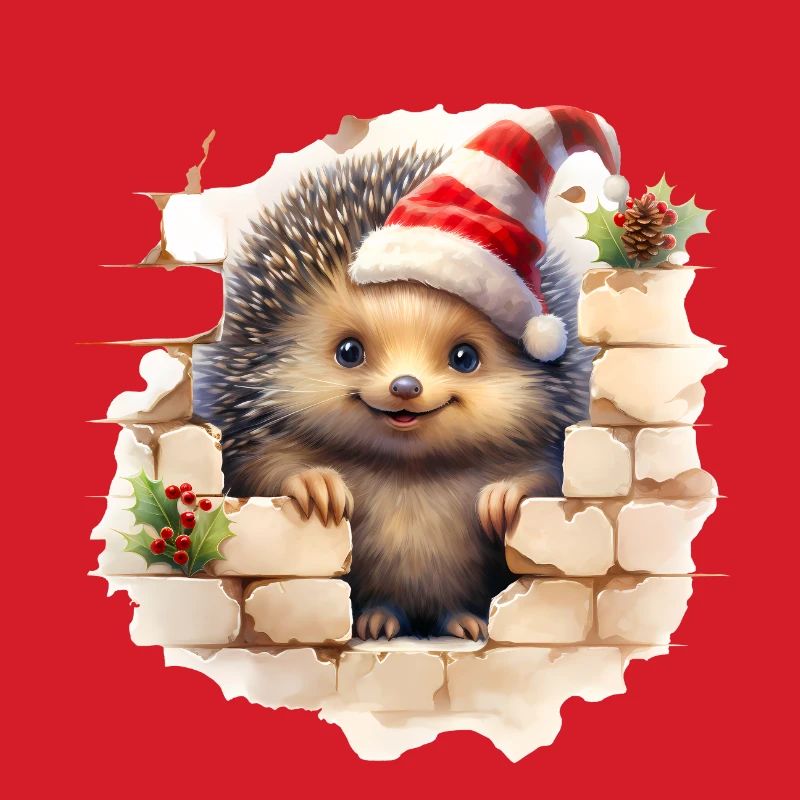 Hérisson de Noël dans le mur
