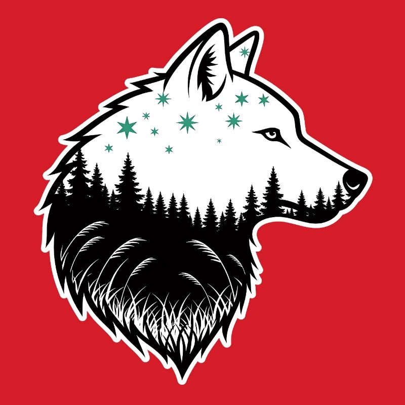 Wolf Silhouette Night Forest Design