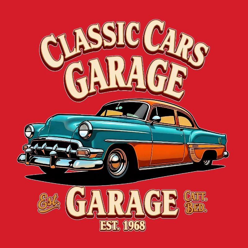 Impression de garage de voitures classiques
